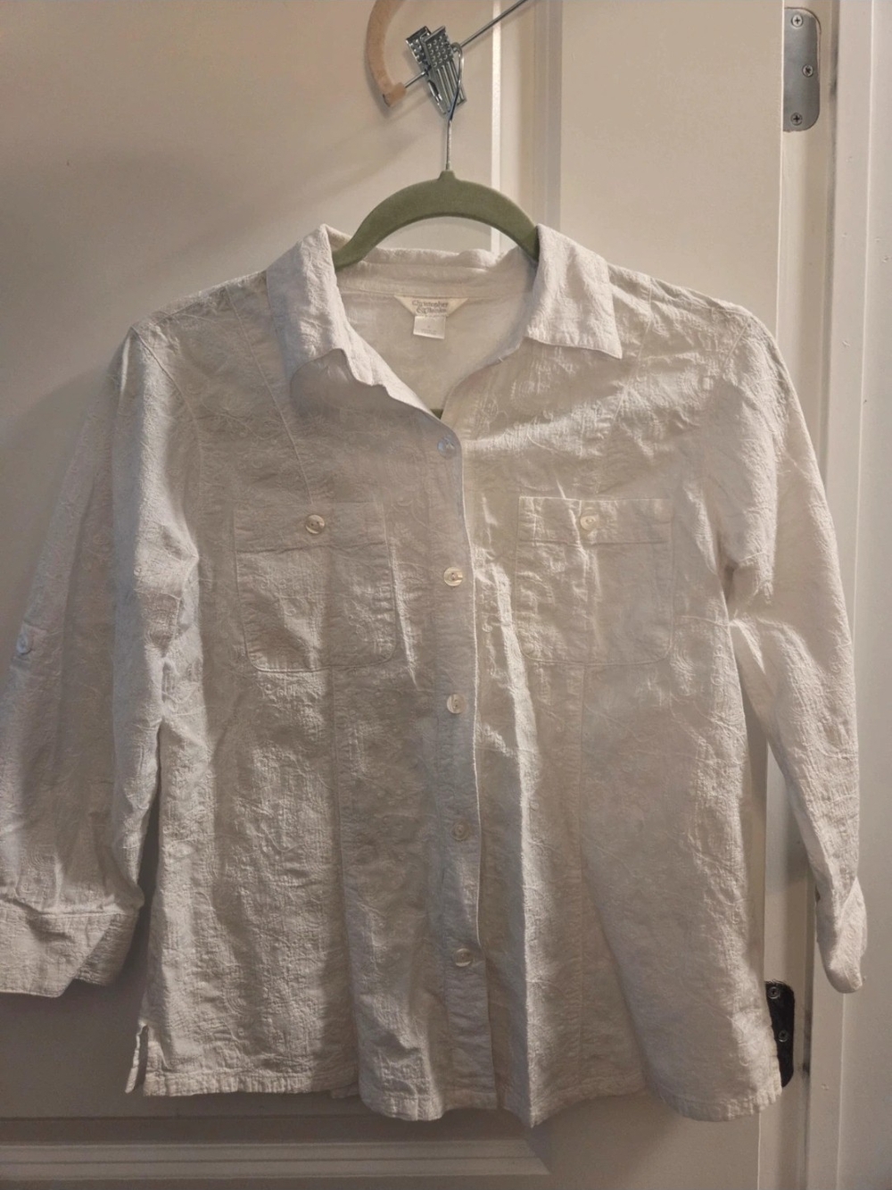 Christopher & Banks White Casual Button-Down Shirt